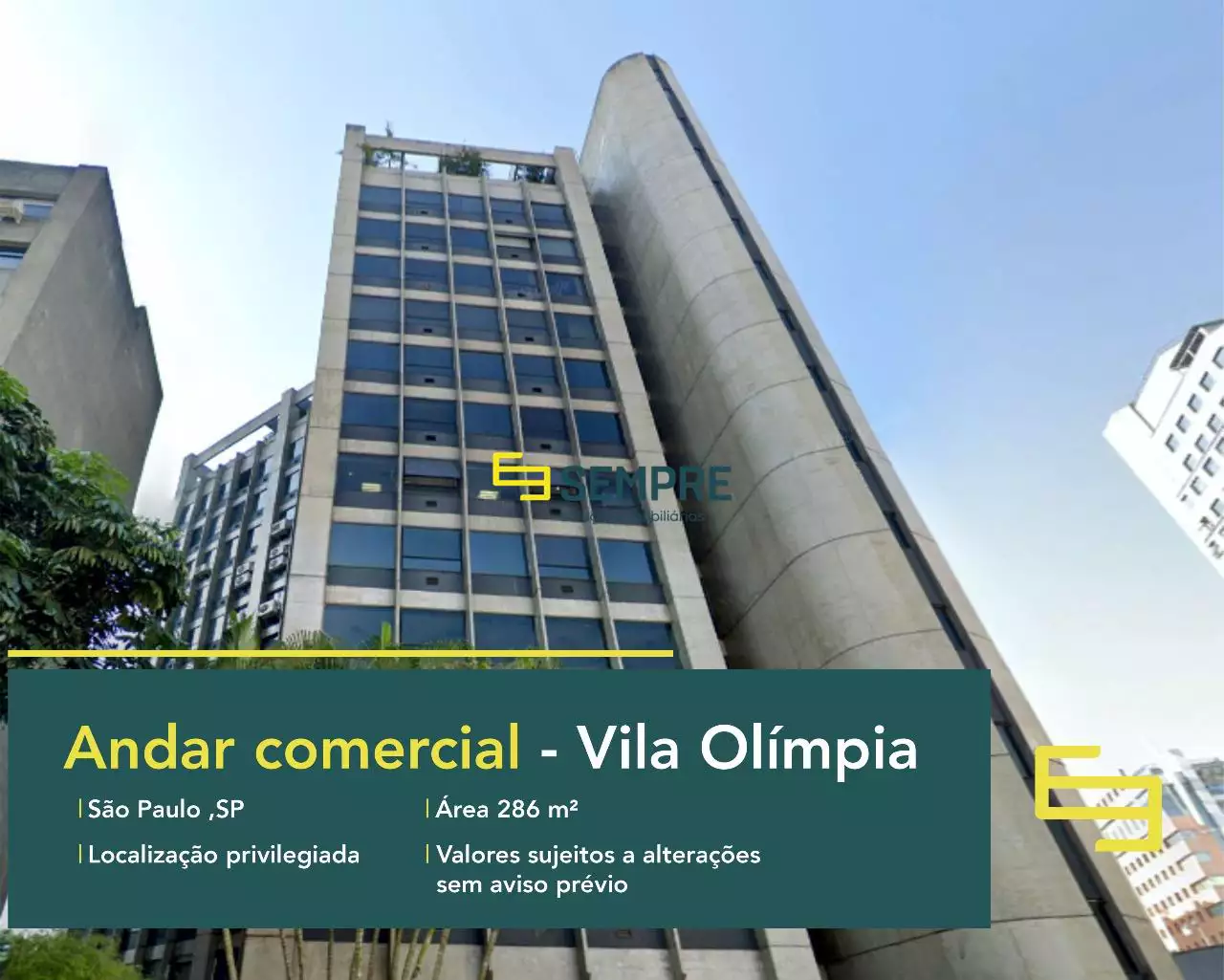 Andar comercial no edifício Beira Rio para locação em São Paulo, em excelente localização. O ponto comercial conta com área de 286,13 m².