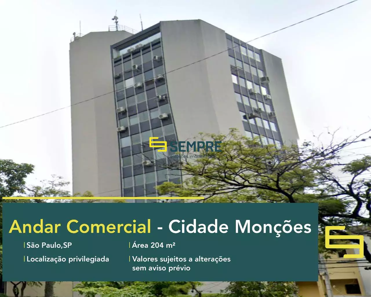 Andar corporativo no Edifício Morumbi à venda em São Paulo, em excelente localização. O ponto comercial conta com área de 204 m².