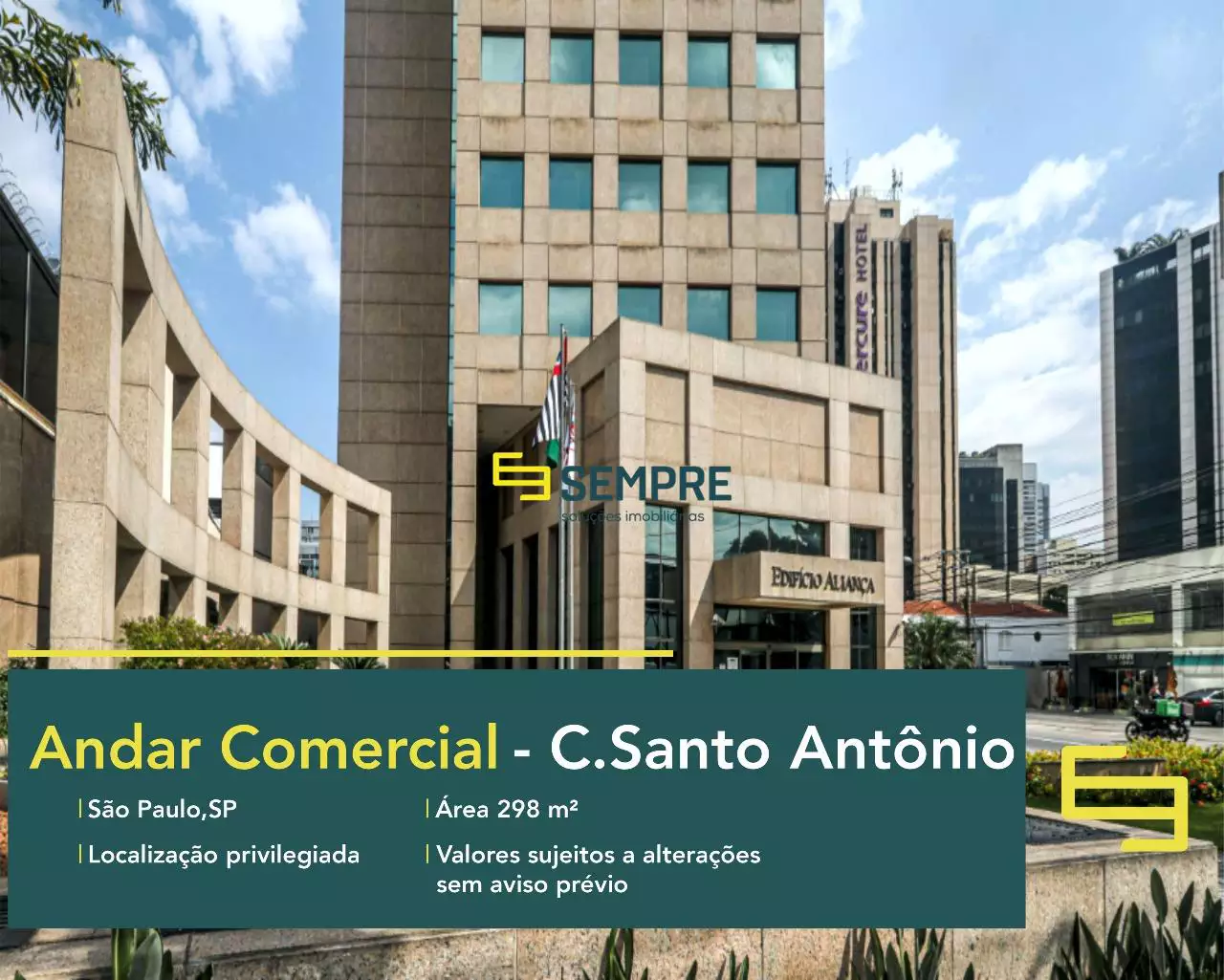 Andar corrido no Chácara Santo Antônio para locação em SP, em excelente localização. O ponto comercial conta com área de 298,39 m².