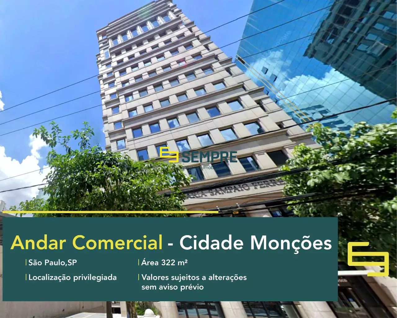 Andar comercial para locação em SP - Cidade Monções, em excelente localização. O ponto comercial conta com área de 322 m².