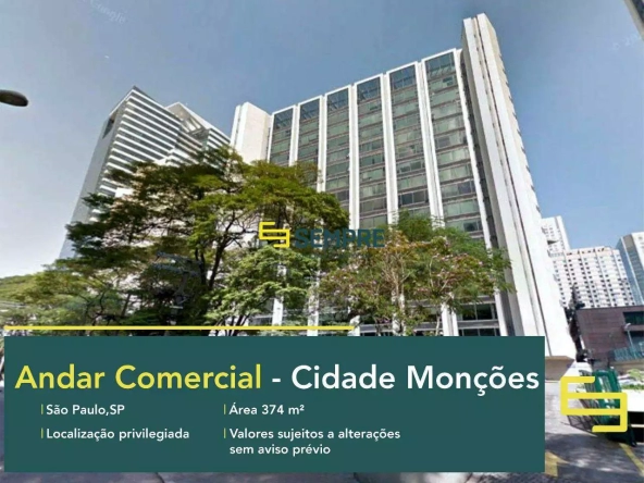 Andar corrido na Cidade Monções à venda em São Paulo, em excelente localização. O ponto comercial conta com área de 374,80 m².