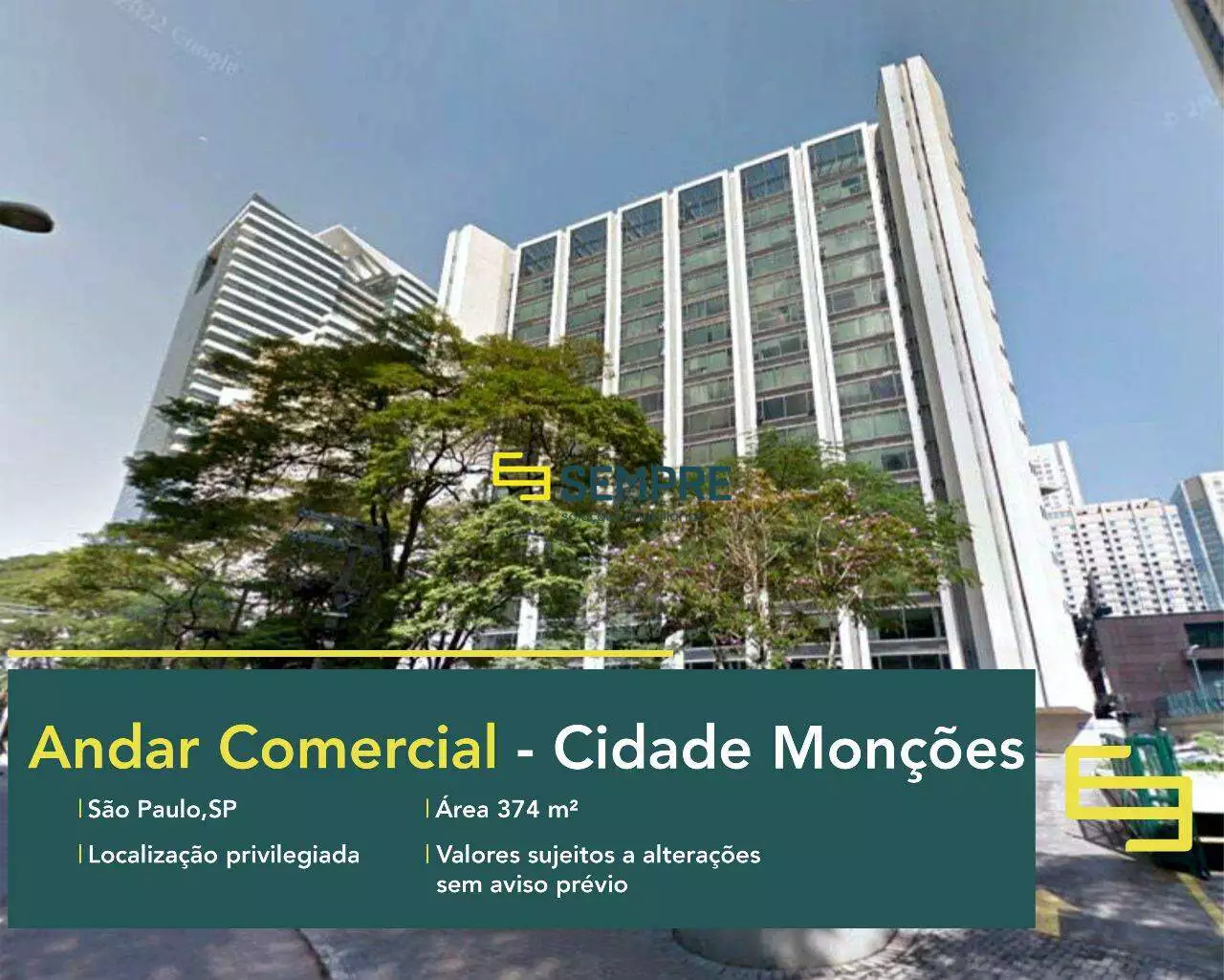 Andar corrido na Cidade Monções à venda em São Paulo, em excelente localização. O ponto comercial conta com área de 374,80 m².