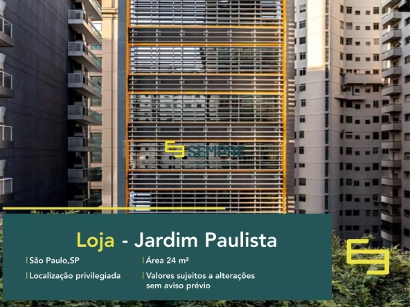 Loja para locação no bairro Jardim Paulista - Bravo Paulista, em excelente localização. O ponto comercial conta com área de 24,39 m².