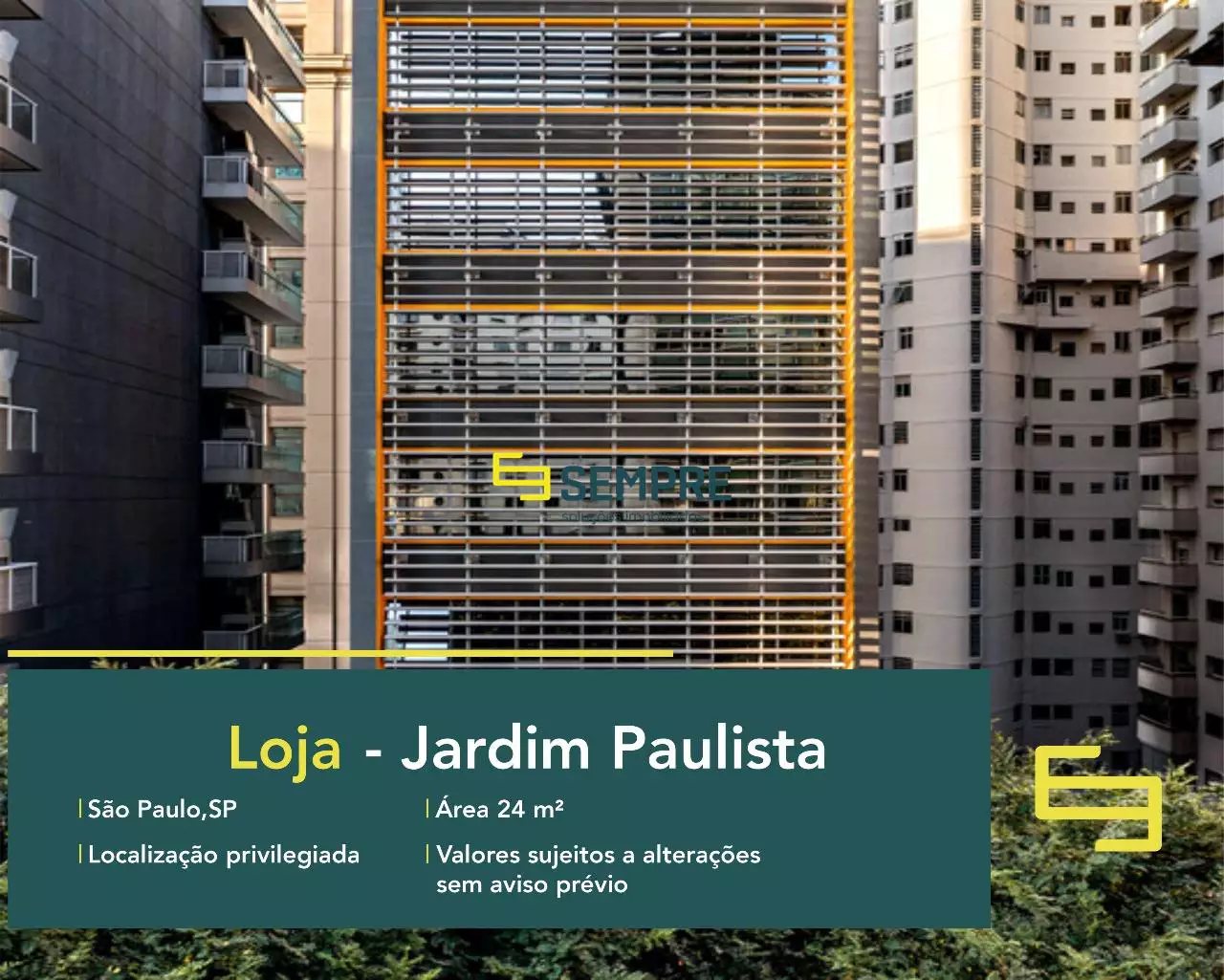 Loja para locação no bairro Jardim Paulista - Bravo Paulista, em excelente localização. O ponto comercial conta com área de 24,39 m².