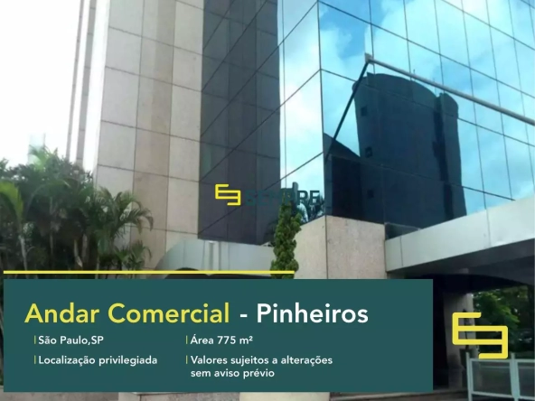 Andar corporativo no Edifício Company Plaza para locação em SP, em excelente localização. O ponto comercial conta com área de 775 m².