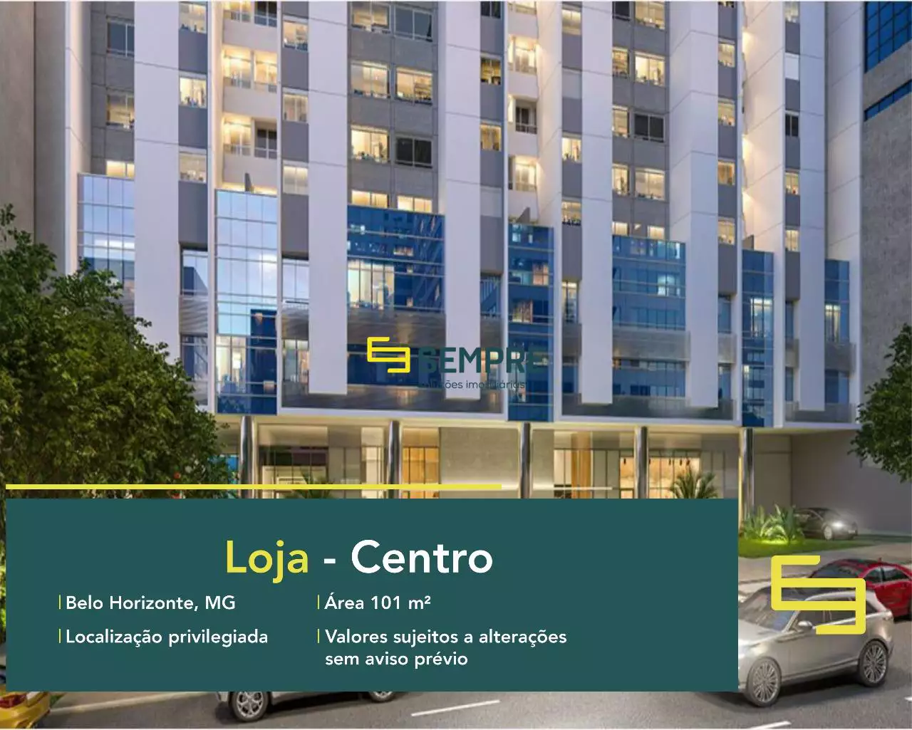 Loja próxima avenida Augusto de Lima para alugar em BH - Centro, em excelente localização. O ponto comercial conta com área de 101,79 m².
