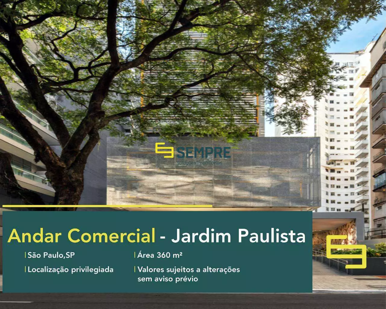 Andar corrido para alugar no Bravo Paulista em São Paulo, em excelente localização. O ponto comercial conta com área de 360,87 m².