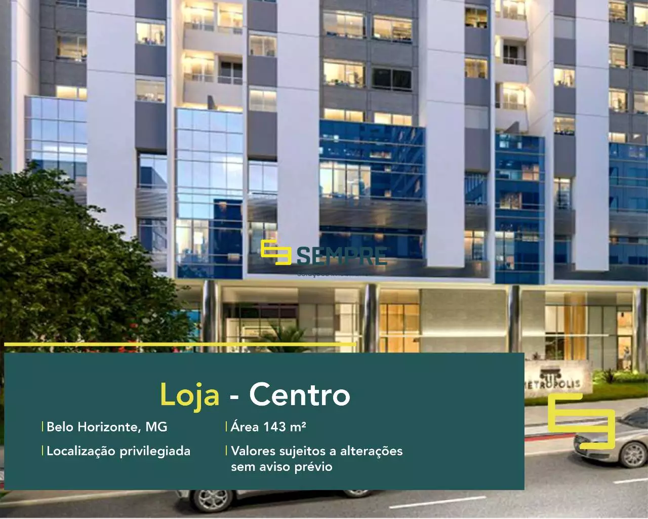 Loja próxima avenida Alvares Cabral no Centro em Belo Horizonte, em excelente localização. O ponto comercial conta com área de 143 m².