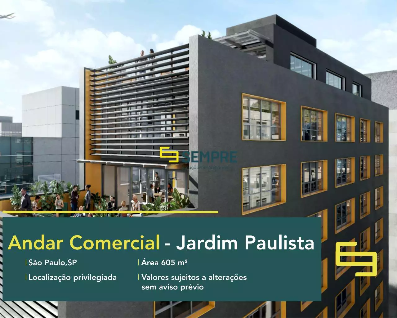 Andar comercial no Jardim Paulista para alugar - Bravo Paulista, em excelente localização. O ponto comercial conta com área de 605,34 m².