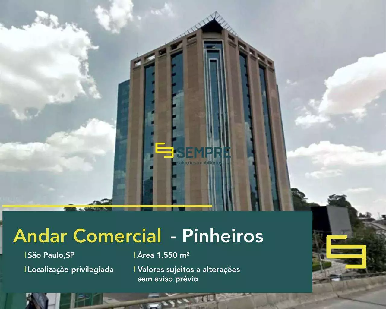 Andar corrido no Edifício Company Plaza para locação em SP, em excelente localização. O ponto comercial conta com área de 1.550 m².