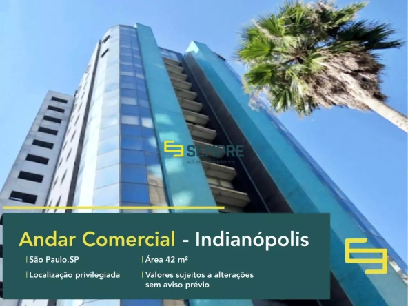 Andar comercial no Indianópolis à venda em São Paulo, em excelente localização. O ponto comercial conta com área de 42,63 m².