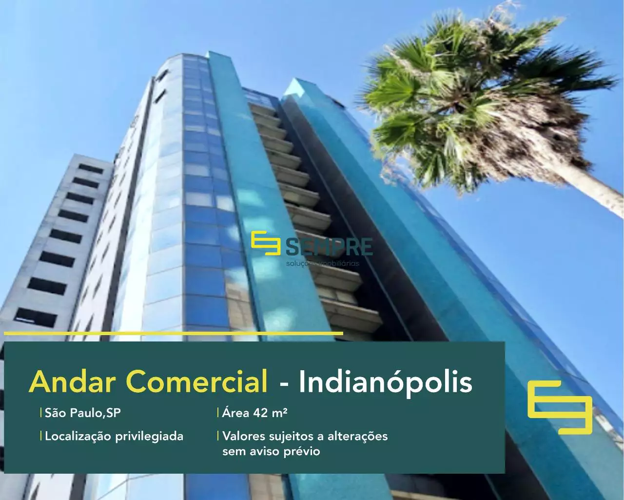 Andar comercial no Indianópolis à venda em São Paulo, em excelente localização. O ponto comercial conta com área de 42,63 m².