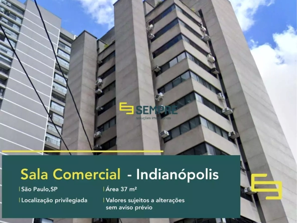 Sala comercial para alugar no Indianópolis - Ed Down Town em São Paulo, em excelente localização. O ponto comercial conta com área de 37 m²