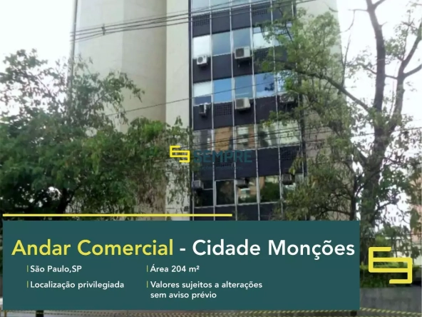 Laje corporativa no Edifício Morumbi à venda em São Paulo, em excelente localização. O ponto comercial conta com área de 204 m².