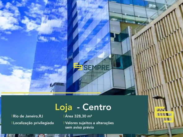 Loja para alugar no Passeio Corporate centro do Rio de Janeiro, excelente localização. O estabelecimento comercial conta com área de 328 m².