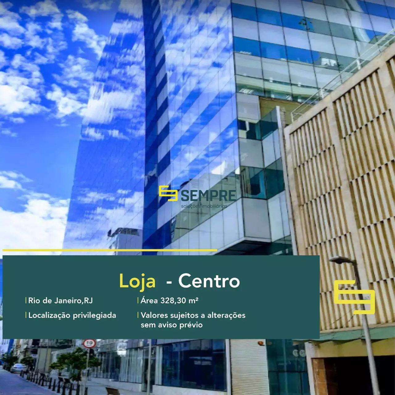 Loja para alugar no Passeio Corporate centro do Rio de Janeiro, excelente localização. O estabelecimento comercial conta com área de 328 m².