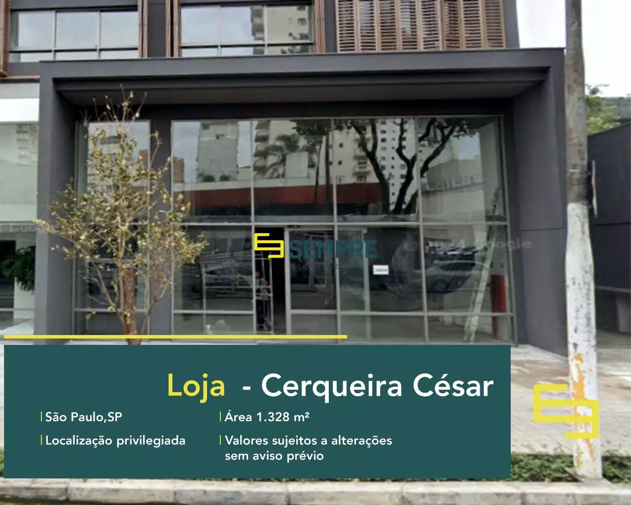 Loja para locação no Cerqueira César em São Paulo, em excelente localização. O estabelecimento comercial conta com área de 1.328,85 m².