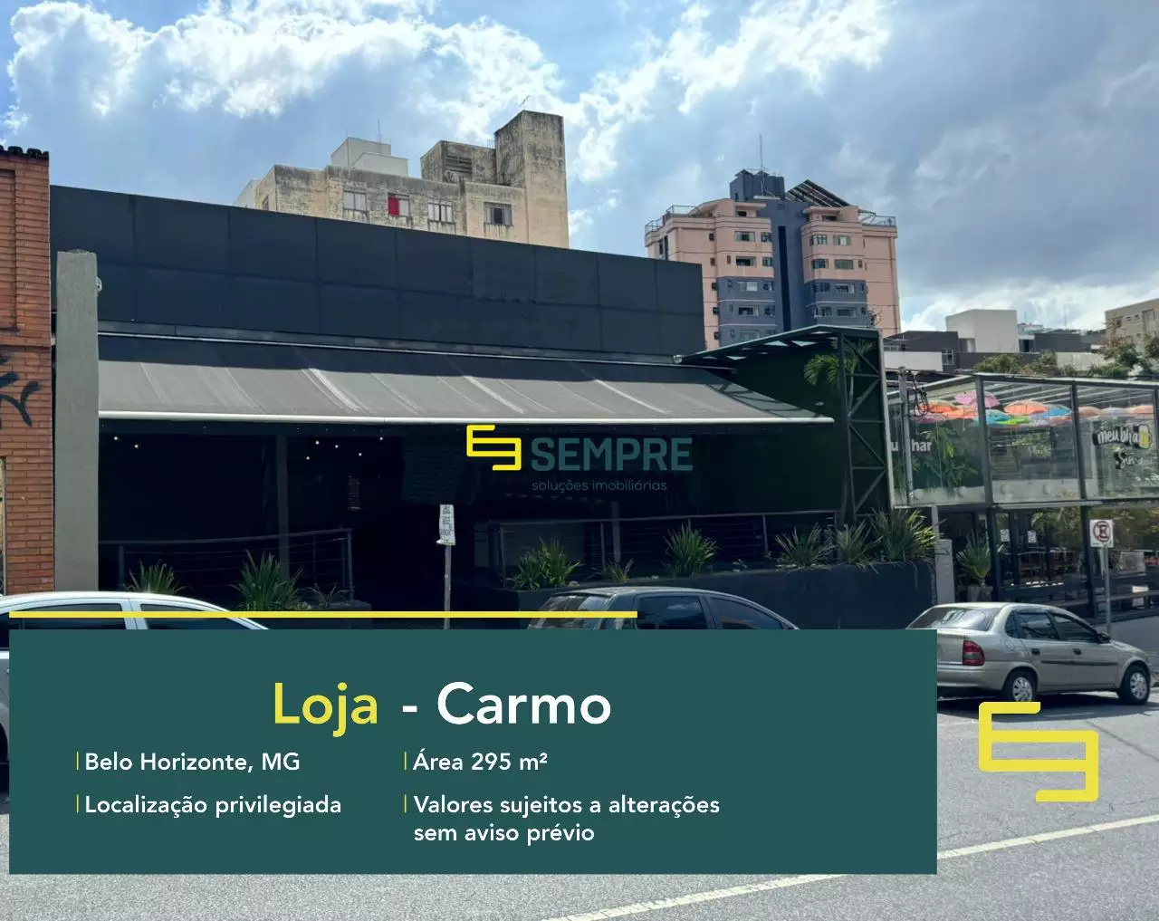 Loja para alugar no Carmo em Belo Horizonte, em excelente localização. O ponto comercial conta com área de 295 m².