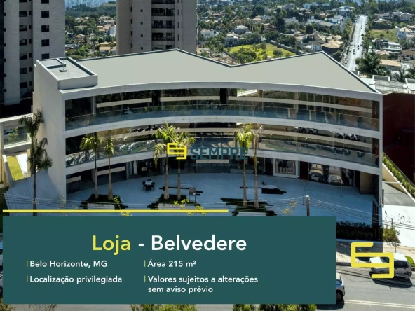 Loja para alugar no Belvedere próximo ao BH shopping, O estabelecimento comercial conta com área de 215,82 m².