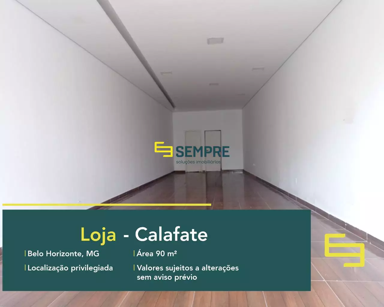 Loja para alugar no Calafate em Belo Horizonte, em excelente localização. O estabelecimento comercial conta com área de 90 m².