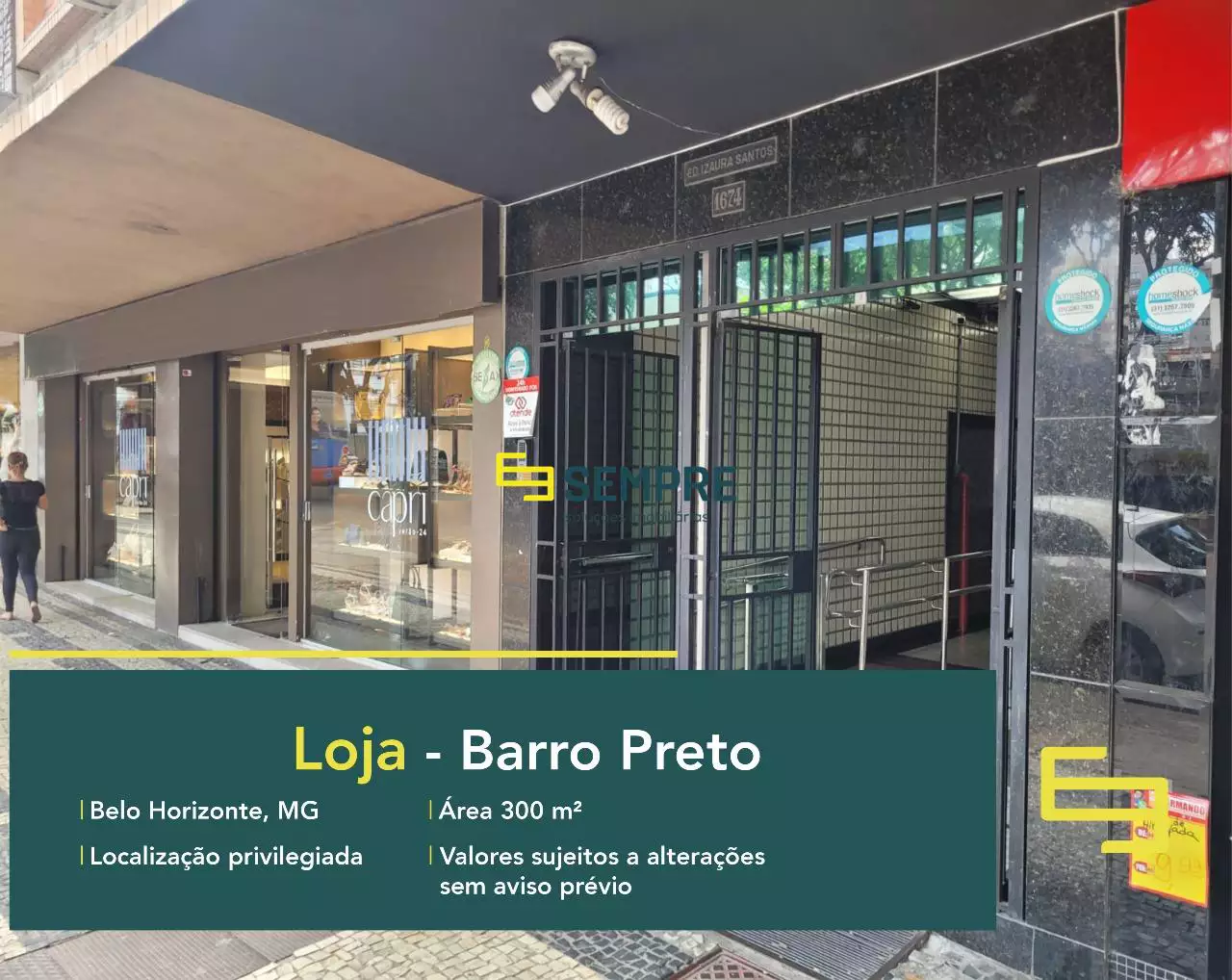 Ponto comercial para alugar no Barro Preto em Belo Horizonte, em excelente localização. O estabelecimento comercial conta com área de 300 m².