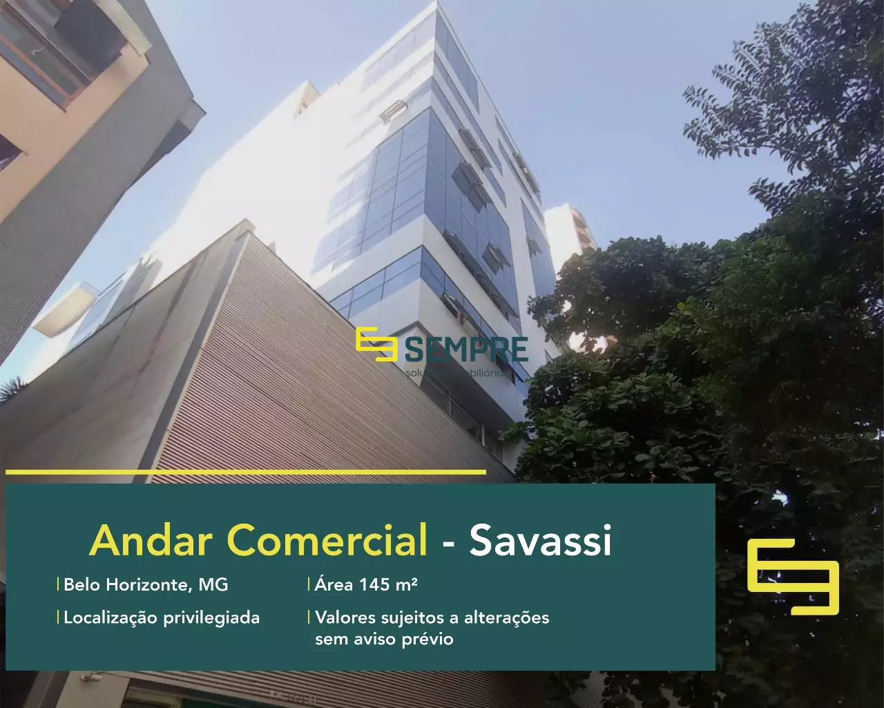 Sala comercial no centro da Savassi para locação - Edifício Strauss. O estabelecimento comercial conta com área de 145 m².