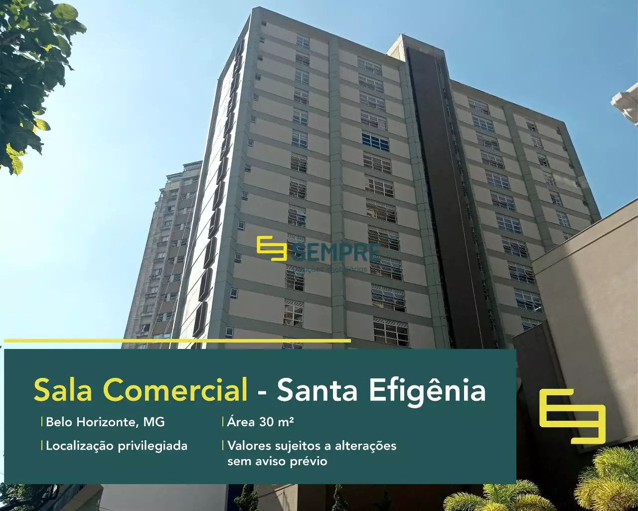 Sala comercial à venda no Santa Efigênia - Edifício Nádia Bedran. O estabelecimento comercial conta com área de 30 m².