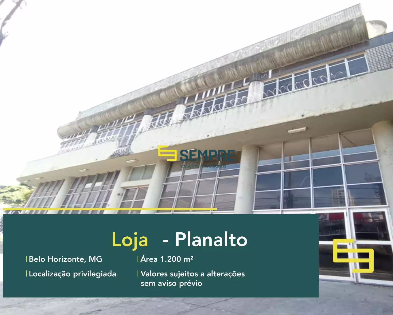 Loja à venda no Planalto em Belo Horizonte, em excelente localização. O ponto comercial conta com área de 1.200 m².