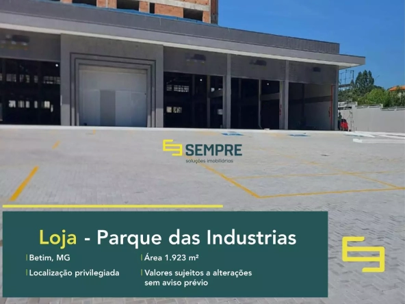 Loja para alugar em Betim - MG, em excelente localização. O estabelecimento comercial conta com área de 1923 m².