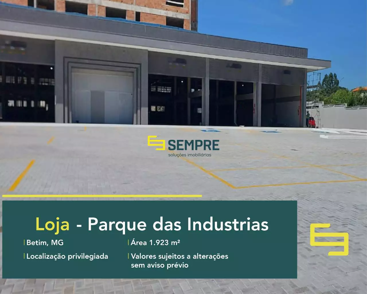 Loja para alugar em Betim - MG, em excelente localização. O estabelecimento comercial conta com área de 1923 m².