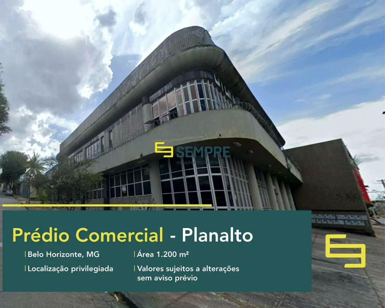 Prédio comercial para locação no Planalto em Belo Horizonte, em excelente localização. O ponto comercial conta com área de 1.200 m².