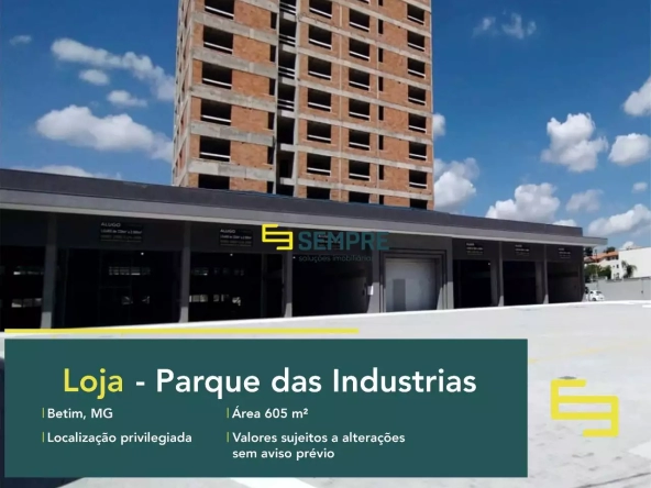 Loja para alugar em Betim - Minas Gerais, em excelente localização. O estabelecimento comercial conta com área de 605 m².