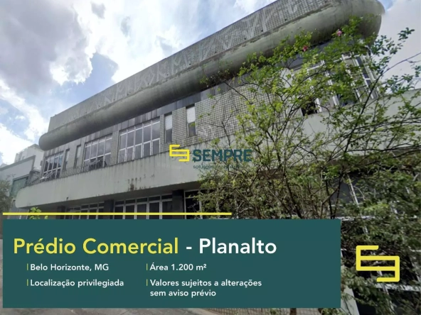 Prédio comercial à venda no Planalto em Belo Horizonte, em excelente localização. O ponto comercial conta com área de 1.200 m².