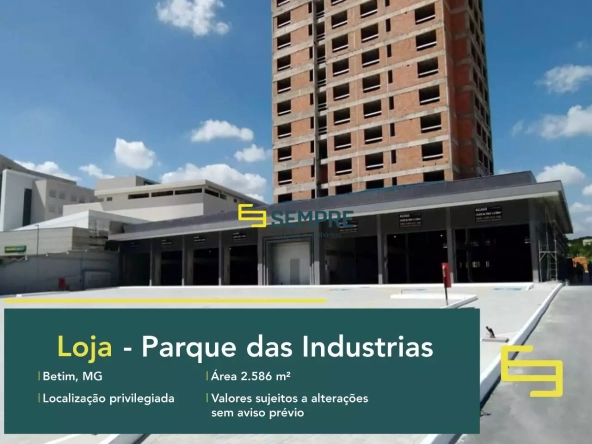 Loja para locação em Betim - Minas Gerais, em excelente localização. O estabelecimento comercial conta com área de 2586 m².