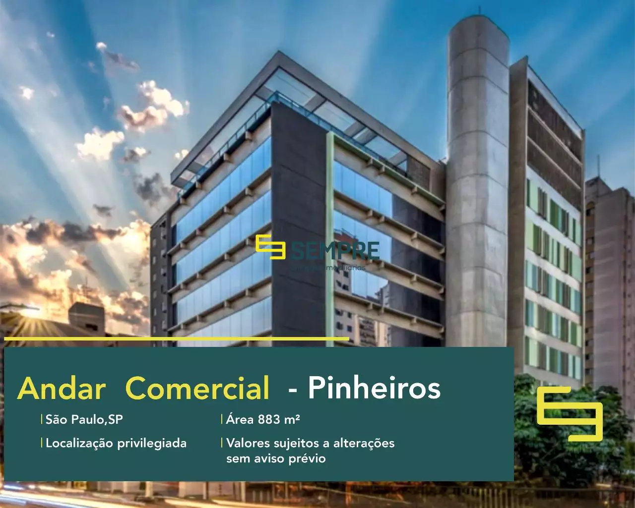 Andar corporativo no Agave Boutique Offices - Pinheiros São Paulo, em excelente localização. O ponto comercial conta com área de 883 m².