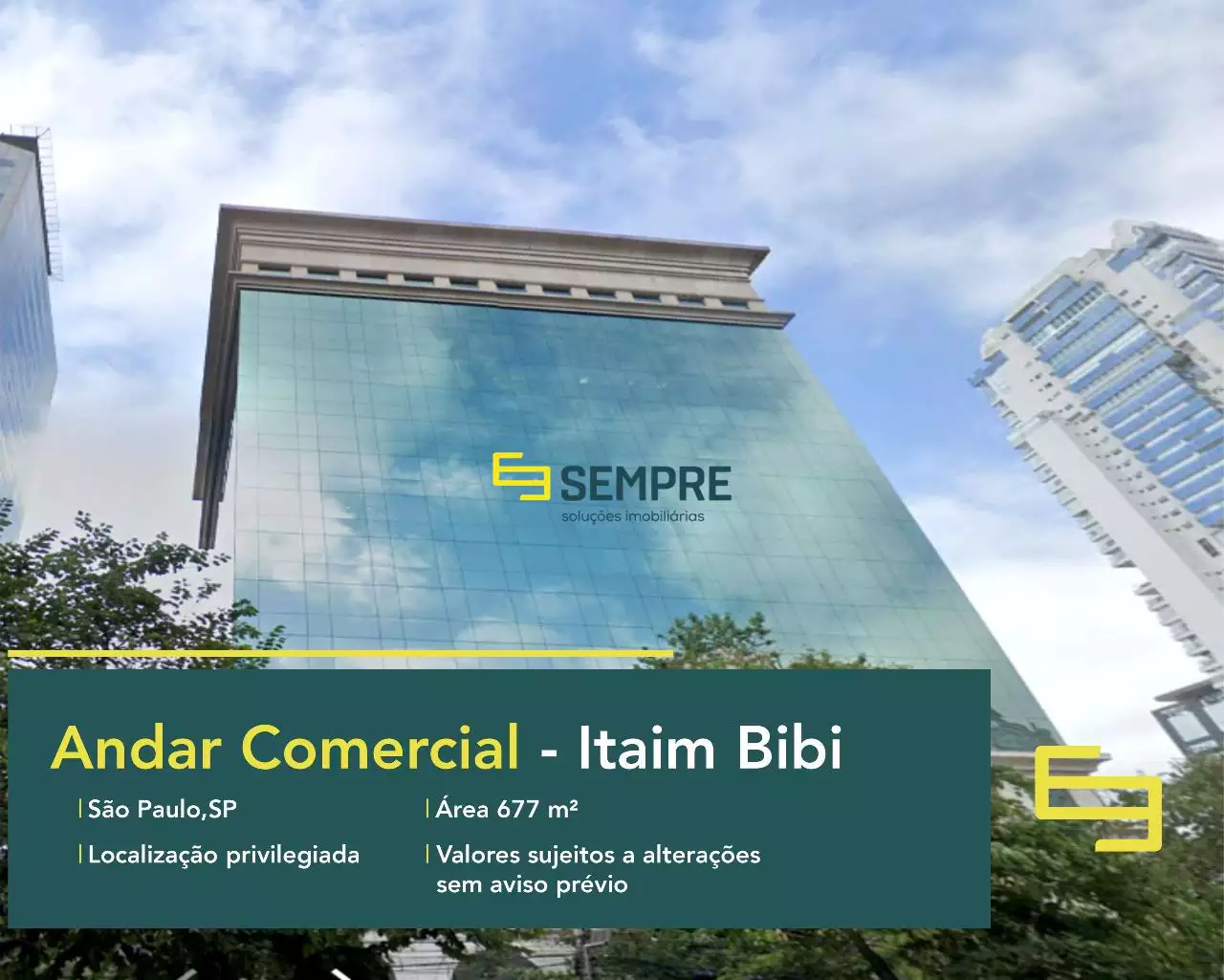 Andar comercial para alugar no JK 1455 - The City em São Paulo, em excelente localização. O ponto comercial conta com área de 677 m².