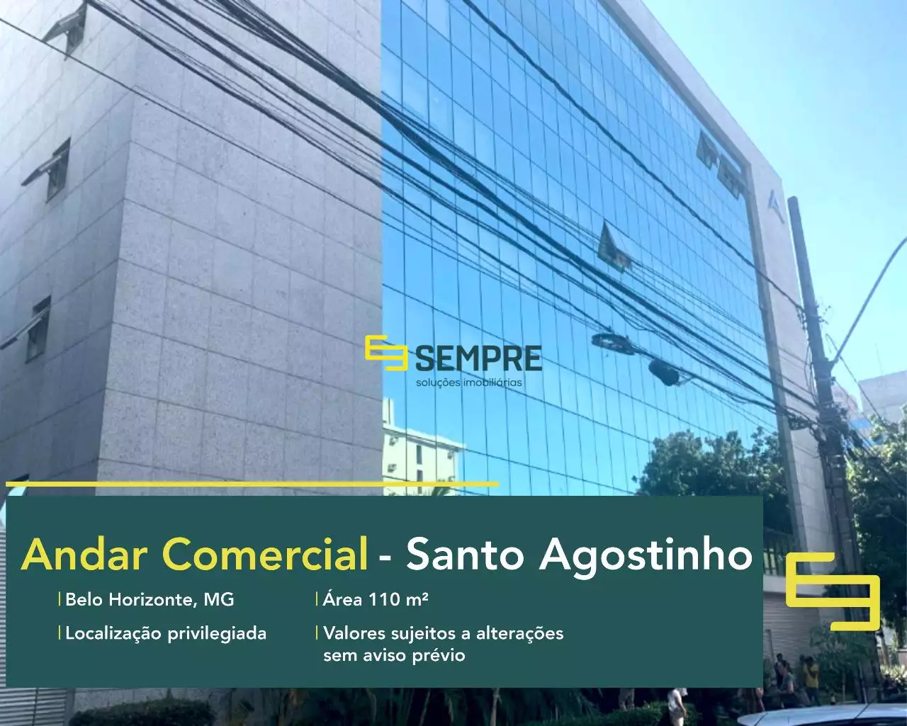 Sala comercial duplex para alugar no Santo Agostinho em BH, em excelente localização. O estabelecimento comercial conta com área de 110 m².