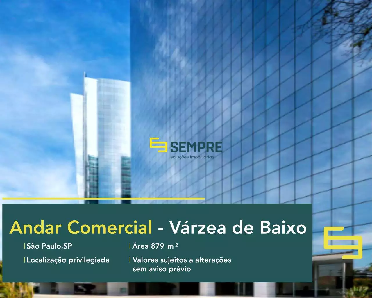 Laje corporativa no edifício Torre Alpha para alugar em São Paulo, em excelente localização. O ponto comercial conta com área de 879 m².