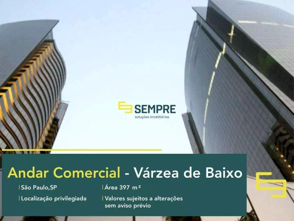 Laje corporativa no edifício Torre Alpha para alugar em São Paulo, em excelente localização. O ponto comercial conta com área de 397 m².