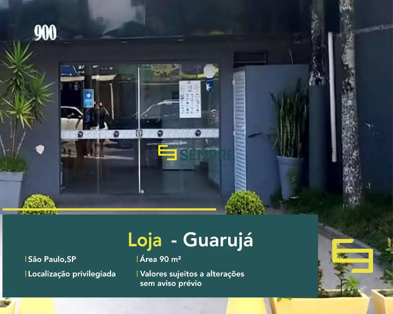 Loja para alugar no Guarujá em São Paulo com vaga em excelente localização. O estabelecimento comercial conta com área de 90 m².