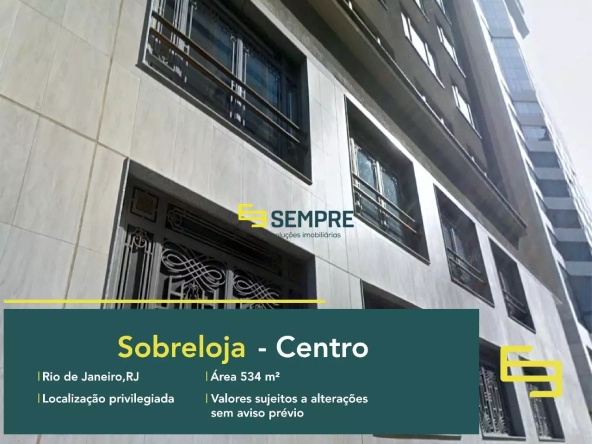 Sobreloja no Marques dos Reis para alugar no Centro do RJ, excelente localização. O estabelecimento comercial conta com área de 534 m².