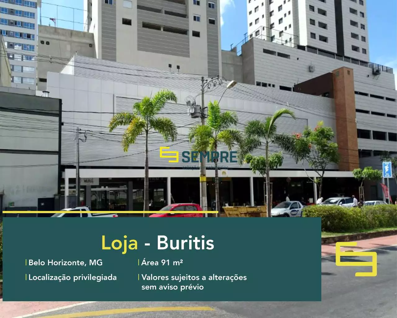 Loja no bairro Buritis para locação em Belo Horizonte, excelente localização. O estabelecimento comercial conta com área de 91,5 m².