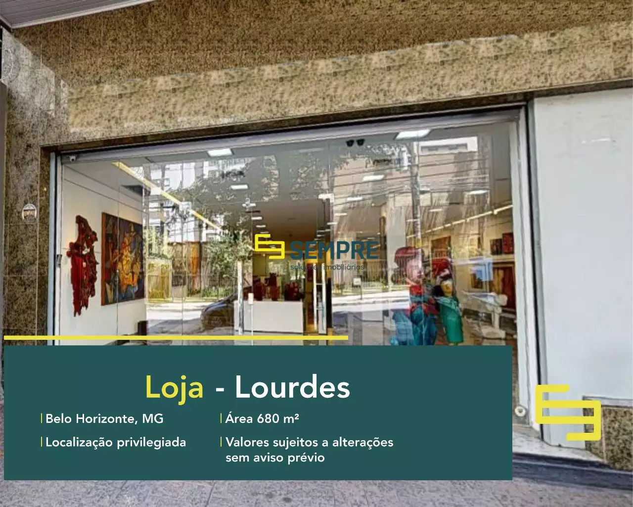 Loja no Lourdes para locação próximo ao Super nosso em BH, excelente localização. O estabelecimento comercial conta com área de 680 m².