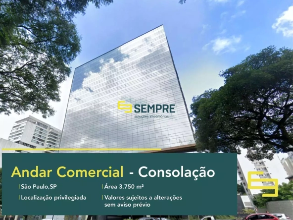 Andar corporativo no Passeio Paulista para alugar em São Paulo. O estabelecimento comercial conta com área de 3.750,94 m².