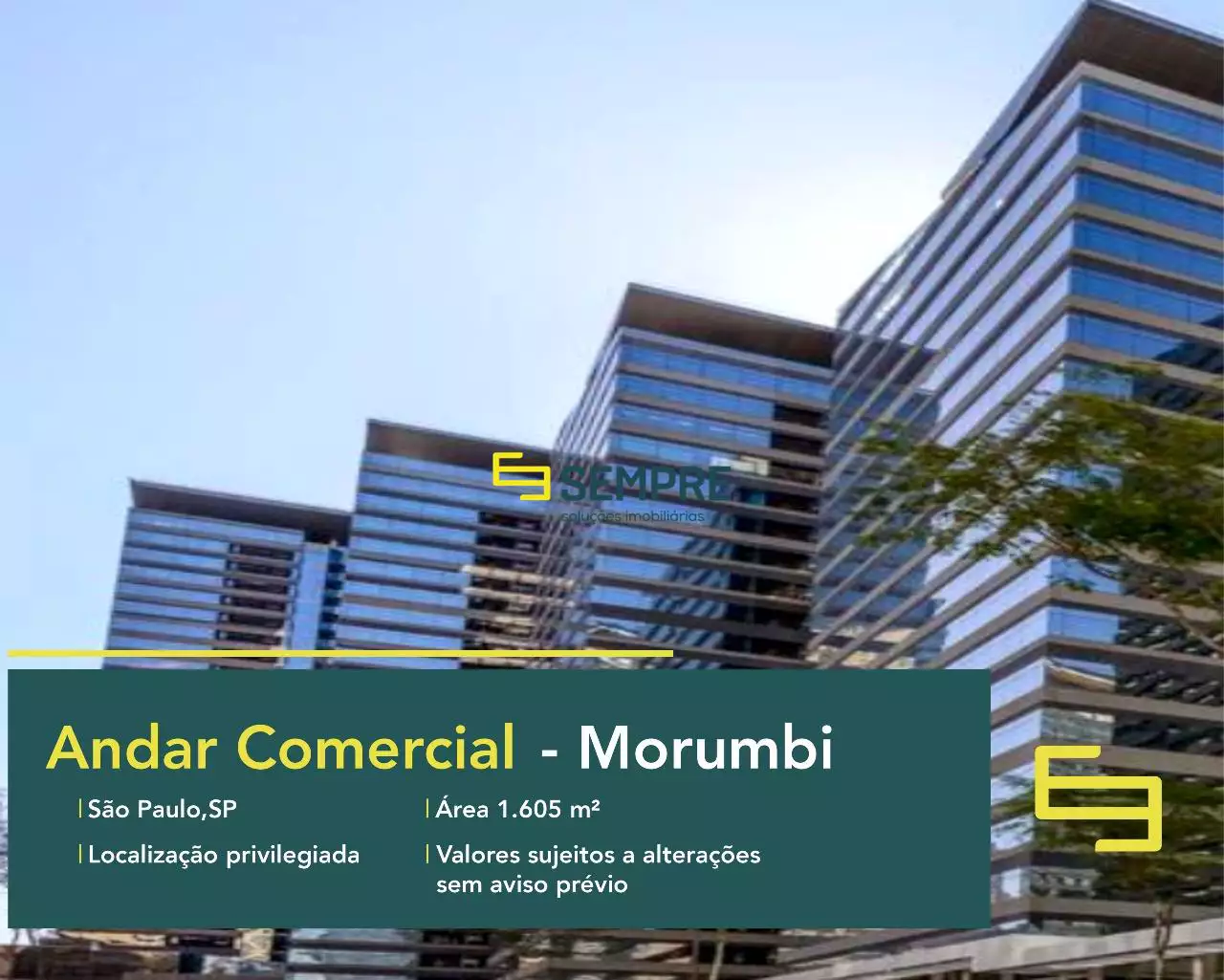 Andar comercial no Parque da Cidade para alugar - Torre Sucupira em São Paulo. O estabelecimento comercial conta com área de 1.605,18 m².