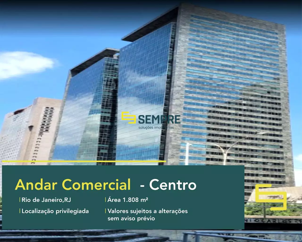 Andar comercial para alugar no Centro do Rio - Ventura Corporate Towers. O estabelecimento comercial conta com área de 1.808 m².