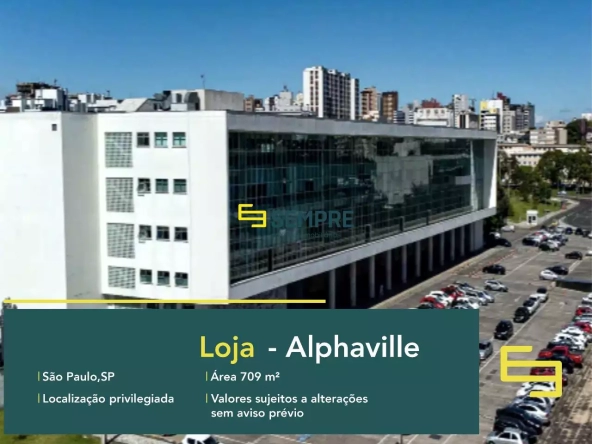 Loja para alugar no Edifício Alphaville em São Paulo, excelente localização. . O estabelecimento comercial conta com área de 709 m².