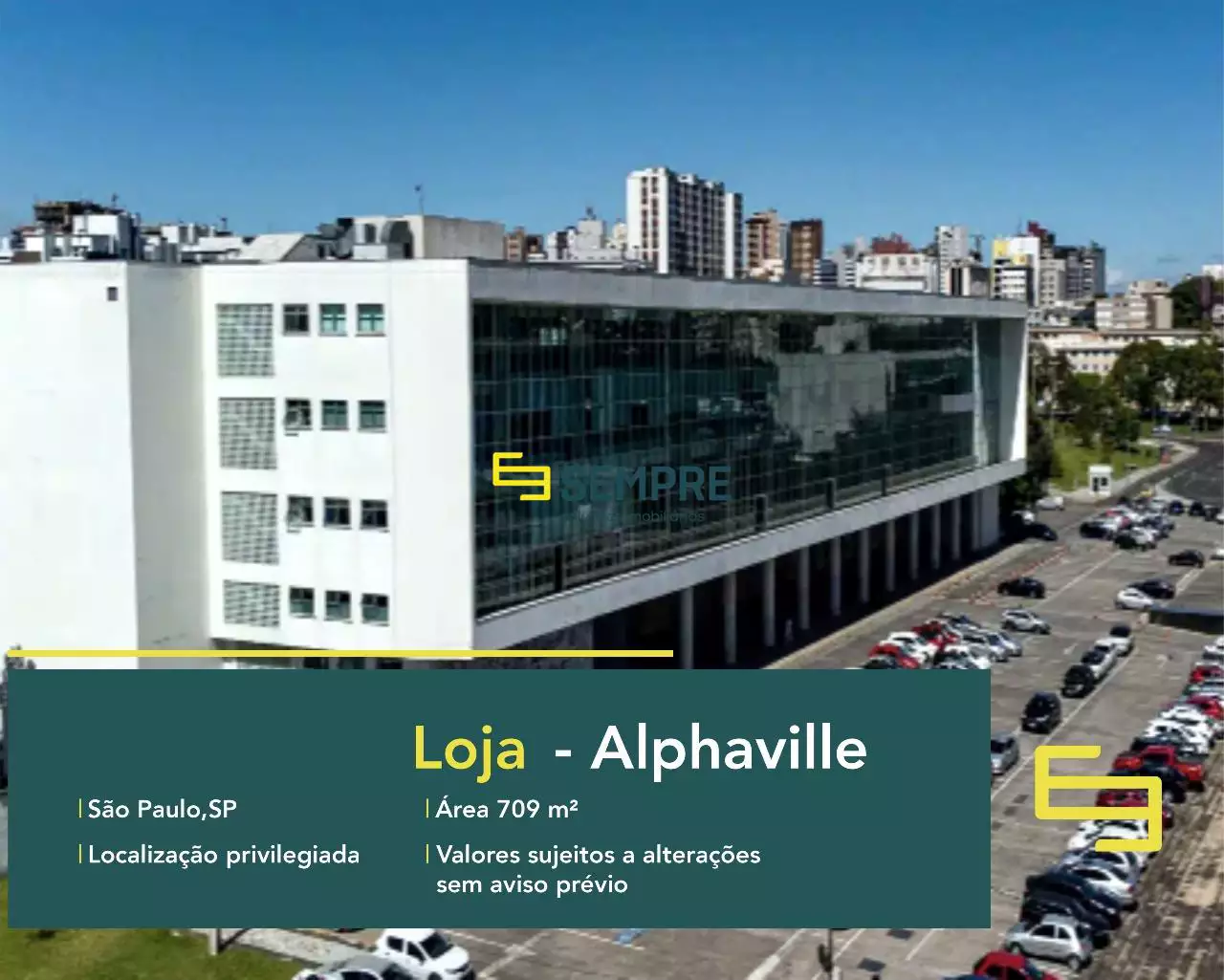 Loja para alugar no Edifício Alphaville em São Paulo, excelente localização. . O estabelecimento comercial conta com área de 709 m².