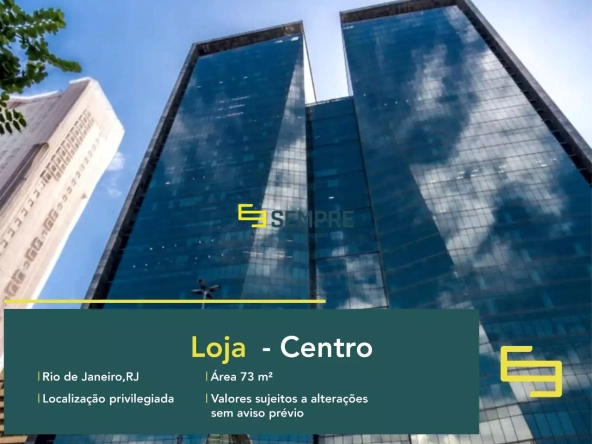 Loja para locação no Ventura Corporate Towers - Rio de Janeirov. O estabelecimento comercial conta com área de 73,39 m².