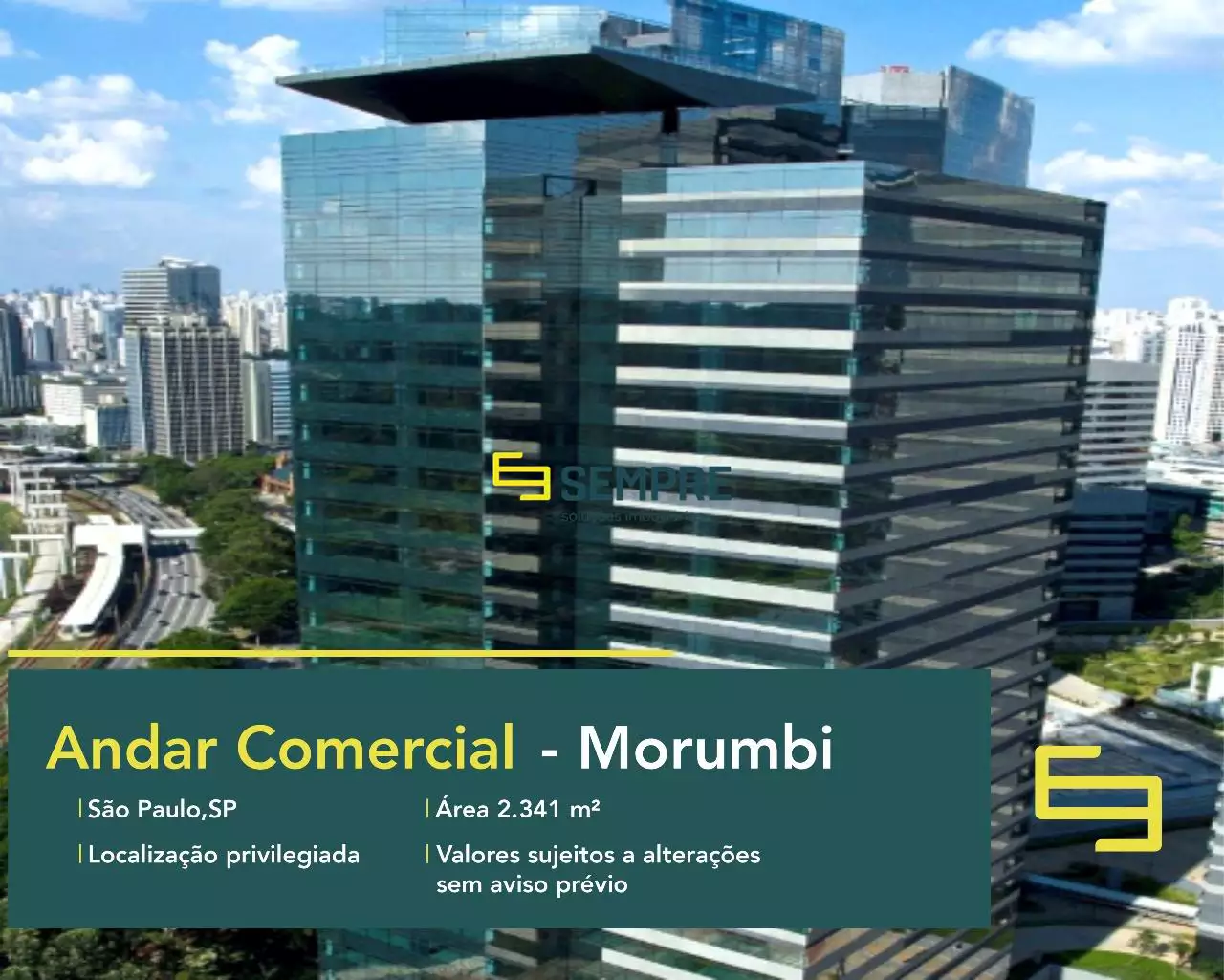 Andar corporativo no Parque da Cidade para alugar em São Paulo - Torre Sucupira em São Paulo. O ponto comercial conta com área de 2.341 m².